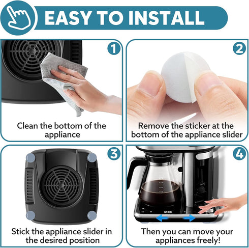 Appliance Sliders for Kitchen Appliances 24 PCS Self-adhesive Small Kitchen Appliance Slider Kitchen Hacks Easy to MovIing & Space Saving Kitchen ...