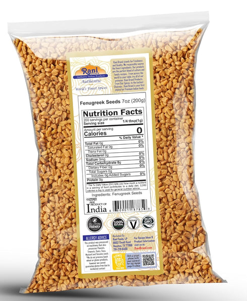 Rani Fenugreek (Methi) Seeds Whole 7oz (200g) Trigonella foenum graecum ~ All Natural | Vegan | Gluten Friendly | Non-GMO | Kosher | Indian Origin...