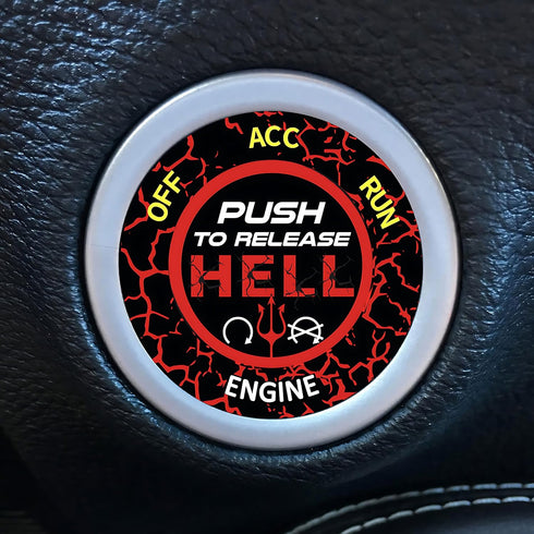 Push Start Button Cover for Dodge Challenger Charger Durango Ram 2015-2024, Engine Start Ignition Kit Cover Badge-Push to Release Hell Stylish Des...