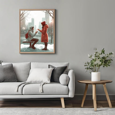 Posterizer 1 pcs-couple's exchanging love on snowy Valentine's day -1-Romantic Art-Holiday Poster Collection-Gift for Couples boyfriend girlfriend...