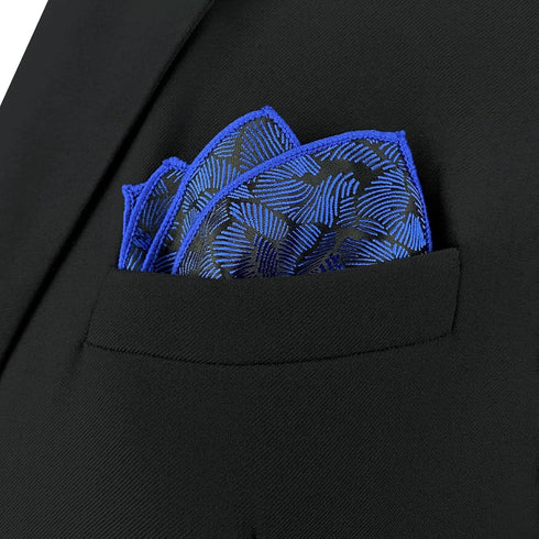 S&W SHLAX&WING Mens Pocket Square for Suit Navy Blue Black Large Size Pattern 12×12 Business...