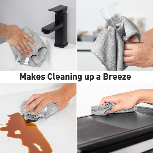 Gray Microfiber Cleaning Cloth 13"x13", Ultra Soft Absorbent Microfiber Cleaning Rags for Housekeeping Cleaning Supplies, Lint Free Reusable Clean...