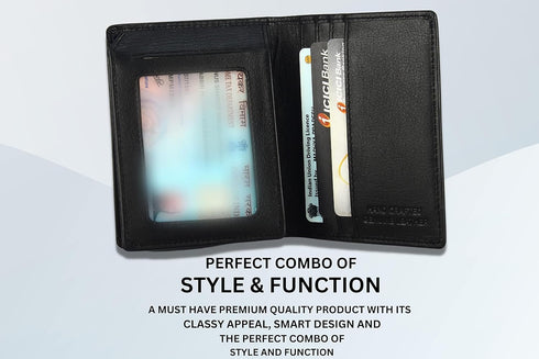 Halsey Unisex Adults Slim Leather RFID Protected Leather Wallet | Handcrafted Ultra Strong Stitching | Card Slots | Transparent ID Window | Multi-...
