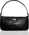 Leather Shoulder Bag for Women - Retro Classic Clutch Real Leather Croc Print Tote Small Purse Handbag with Zipper Closure...
