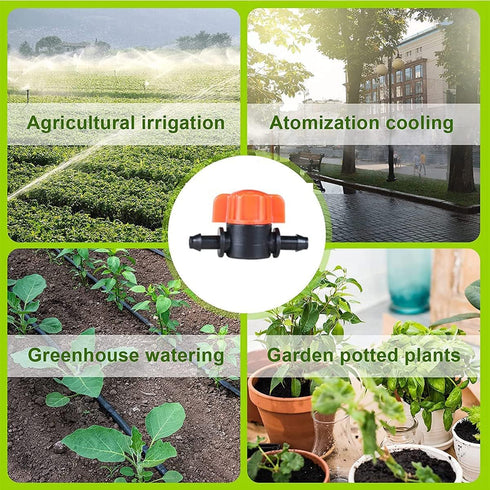 20pcs 1/4 Inch Barb Shut-Off Valve Universal Drip Irrigation Tubing Coupling Valve...