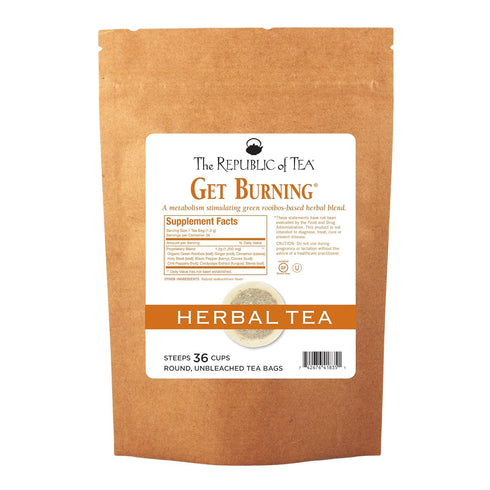 The Republic of Tea Green Rooibos Tea - Get Burning - Herbal Tea For Metabolism, 36 Tea Bag Refill...