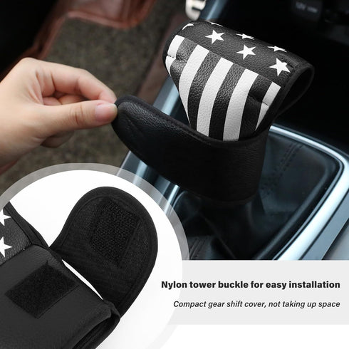 American Flag Car Gear Shift Cover,Leather Gear Shifter Cover for Car Decorations,Universal Stylish Stick Shift Cover Car Accessories Interior for...