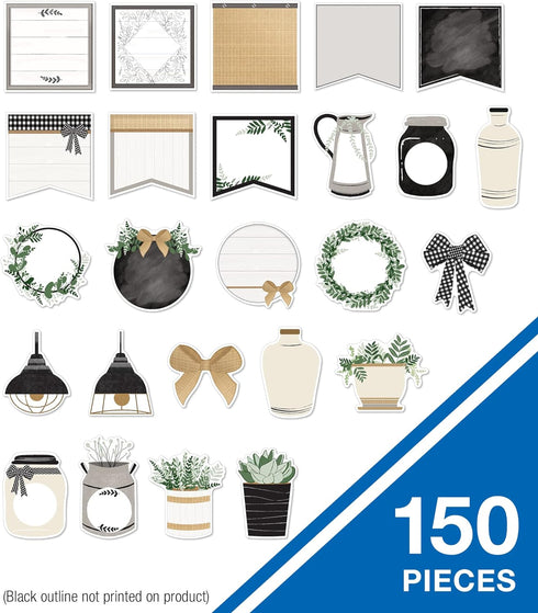 Carson Dellosa 150-Piece Modern Farmhouse Bulletin Board Cutouts, Mason Jar, Bows, Pots and More Farmhouse Cutouts for Bulletin Board, Farmhouse C...