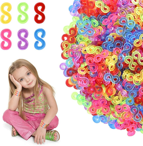 500 Pcs S Clips, Small Rubber Band Clips, Plastic Loom Bands Connectors, Connectors Refills Bracelet Loom Clips for Loom Bands Bracelets Necklace ...