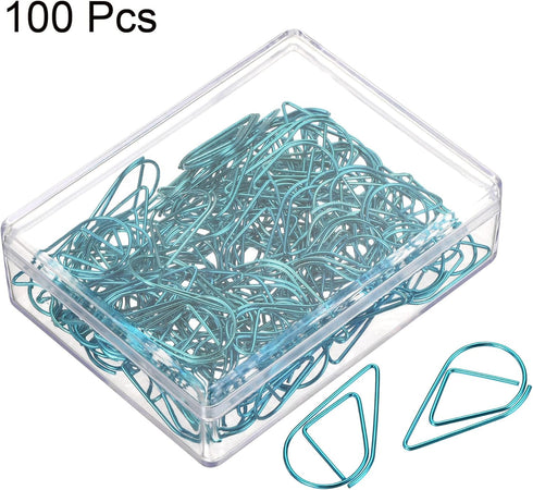 MECCANIXITY Paper Clip Drop-Shaped Cute Decorative Clips Bookmarks with Box 1 Inch Blue for Organize Office Home, Pack of 100...