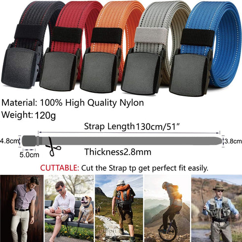 LionVII Belt for Men, Adjustable Belt with Plastic Buckle Breathable for Work Sports, Easy Trim to Fit 28-49" Waist...
