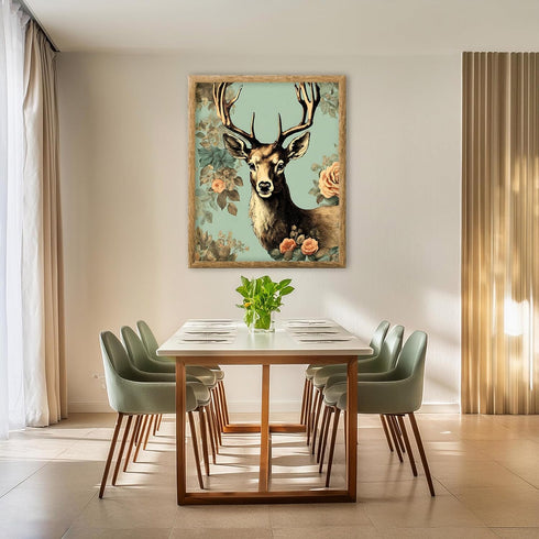 Posterizer 1 pcs-dainty retro chic floral poster of a cute deer 1-Art for Animal Lovers-GIft for Men Women Teens-Decor for Home & Office- unframed...
