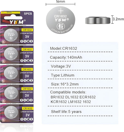 20 Pack CR1632 Battery Long Lasting 1632 3V Lithium Coin Batteries for Car Key Fob Watch Keyless Remote Scale Ring Sensor Battery...