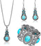 3 Pieces Bohemian Turquoise Set Women Western Jewelry Turquoise Pendant Necklace Western Turquoise Alloy Earrings Turquoise Bracelet for Women Wes...
