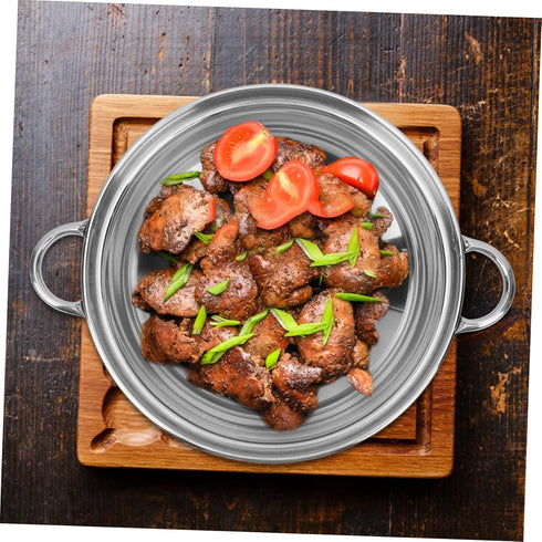 Zerodeko 1 Set Stainless Steel Griddle Chinese Wok Asian Noodles Saute Pan with Lid Korea Noodle Ramen Pot Non Stick Skillet Stainless Steel Saute...