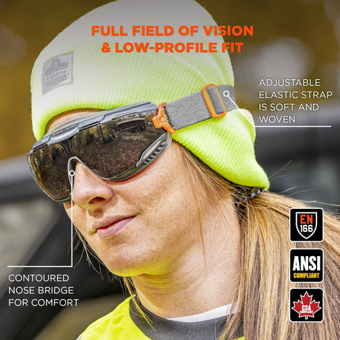 Ergodyne Skullerz Arkyn Protective Dust Sategy Goggle, Non-Vented, Anti Fog, Scratch Resistant, Adjustable Neoprene Strap...