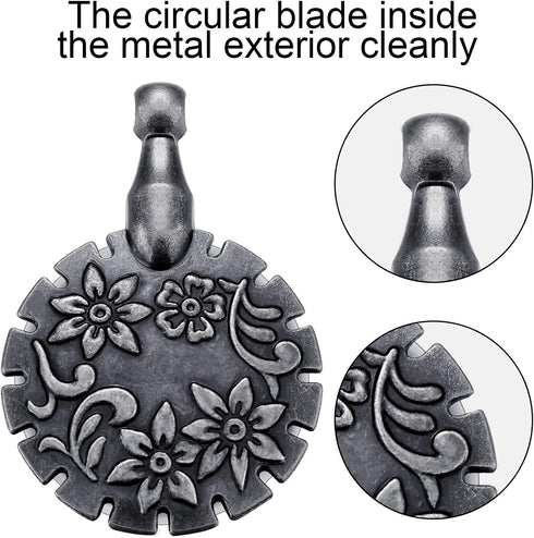 2 Pieces Yarn Cutter Pendants Antique Gold Silver Metal Thread Cutter Pendant Round Shape for DIY Sewing Tools(Antique Silver)...