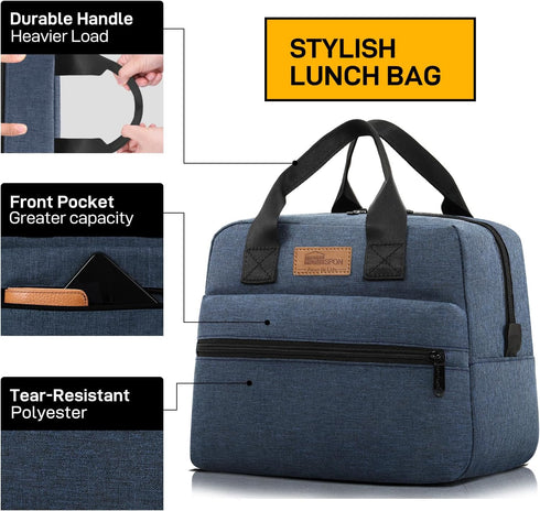 HOMESPON Insulated Lunch Bag for Women Men Lunch Box Cooler Lunch Tote for Work Picnic (Navy)...