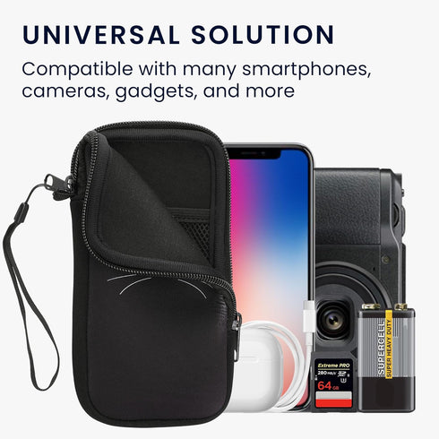 kwmobile Neoprene Sleeve for Smartphone Size XXL - 7" - Shock Absorbing Pouch Case - Protective Phone Bag - Meow Meow White/Black......