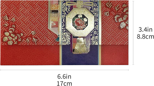 4 Pattens 4 Pcs Money Envelope (Pack of 4) 6.6"" x 3.4"" Korean Traditional Gold-Embossed Envelopes for Money Gift, New Year, Birthday, Wedding, S...