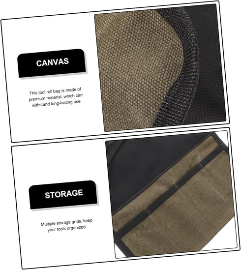 DOITOOL Roll Pouch for Craftwork Electricians Bag Up Carving Electrician Organizer Tool Pockets Hvac Woodworking Mechanic Carpenter Spanner Handym...