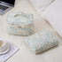 2 Pcs Large Quilted Makeup Bag, Cotton Quilted Toiletry Bag for Women,Floral Coquette Makeup Bag,Cute Kawaii Travel Cosmetic Bags(03Lightblue Flow...
