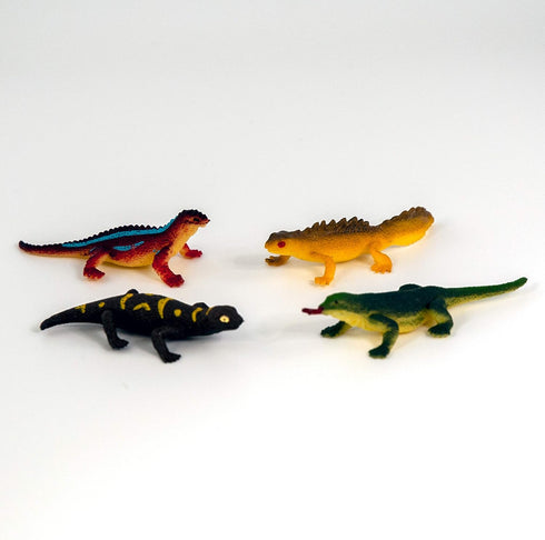 Reptile from Deluxebase. 11 Piece Small Reptile Figurines and Play Accessories Collection. Reusable plastic storage tube of lizard, frog and snake...