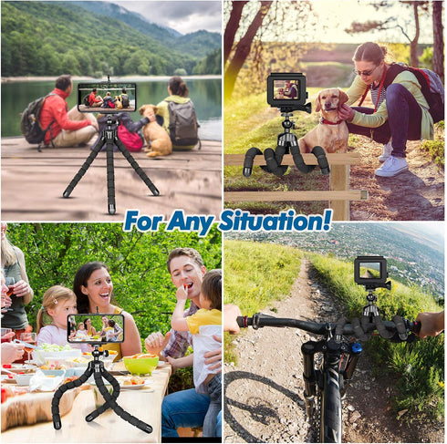 Phone Tripod Mini Flexible Adjustable Cell Phone Tripod Stand Holder with Remote and Universal Clip for iPhone 15 14 13 12 Pro Max 11 Mini 10 XR X...