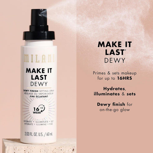 Milani Make It Last Dewy - Dewy Finish Setting Spray - 3 in 1- Hydrate + Illuminate + Set, Makeup Finishing Spray - Makeup Primer & Hydrating Sett...