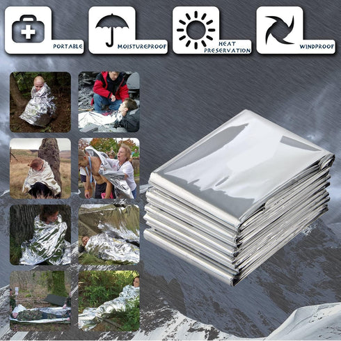 Emergency Mylar Thermal Blankets, Designed for Outdoors, Survival Reflective Thermal First Aid Foil Blanket...