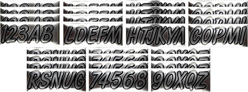 Hardline Products Series 400 Factory Matched 3-Inch Boat & PWC Registration Number Kit, Chrome/Black - CHBKG400...