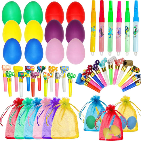 BANBALLON Egg Shakers Bird Whistle Noisemakers with Organza Gift Bags Music Party Favors for Musical Party Gift Beginner Kid Musical Instrument To...