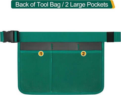 Garden Apron for Women, Adjustable Tool Belt with 8 Pockets - Heavy Duty Oxford Work Belt for Gardening, Construction (Green)...