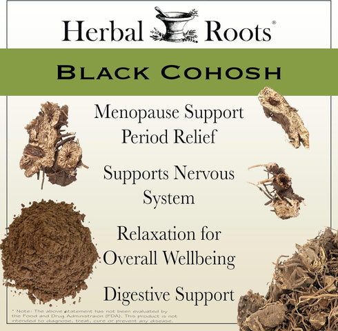 Herbal Roots Organic Black Cohosh Root | Extra Strength | Menopause and Menstrual Support for Women | 90 Capsules, Vegan...