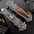 Leaf Patterned Wood Handle Japanese Pocket Knife with Clip, 8.9" Tactical Survival Folding Knife for Outdoor Camping, Hunting, EDC, Fishing, Gifts...