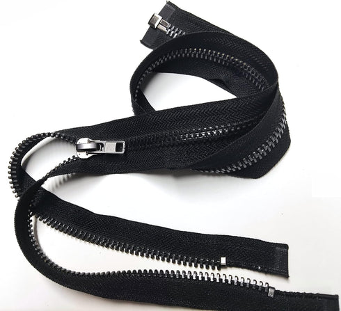 Leekayer #10 24 Inch Metal Zipper Black Nickel 60cm Separating Zipper for Sewing Crafts Jacket Coat Bags Dress Vest Luggage DIY Handmade Replaceme...