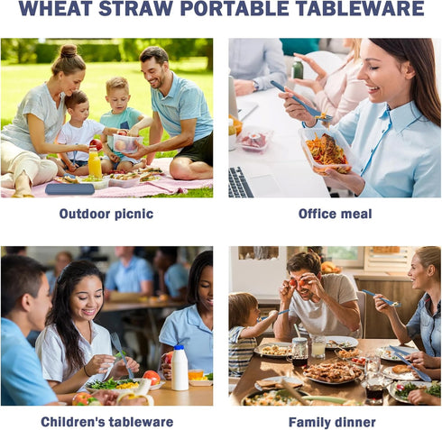 Large Reusable Travel Utensils Set with Case, Plastic Silverware Set for Adults Travel Picnic Camping, Portable Flatware Cutlery Set with Chopstic...