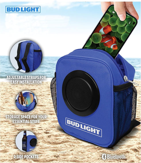 Bud Light Speaker Buddy Carry Organizer Pouch For Keys, Money, Phone, Beverage With Bluetooth Speaker- For Beach-Hiking-Camping-Walks......