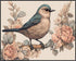 Posterizer 1 pcs- Blue and pink little bird on a tree with flowers-Art for Animal Lovers-Floral Botanical Art- Gift for Men Women Teens-Decor for...