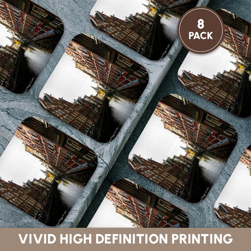 3dRose Canals in Amsterdam - Soft Coasters, set of 8...
