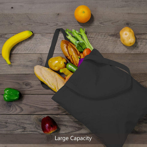 TOPDesign 5-Pack Economical 16"x15" Black Cotton Tote Bag, Lightweight Medium Reusable Grocery Shopping Cloth Bags, Suitable for DIY, Advertising,...