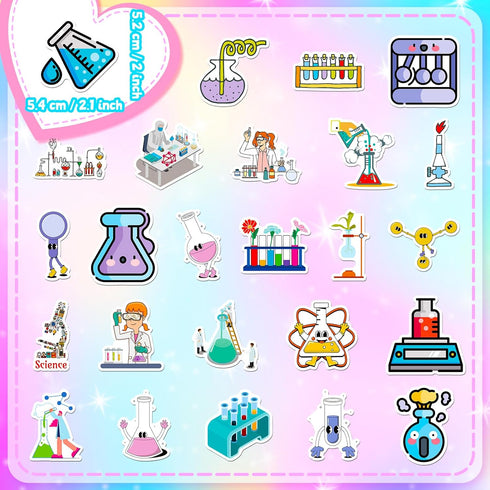 50 Pcs Funny Laboratory Science Stickers for Kids Teens Students Teachers, Science Experiment Waterproof Vinyl Stickers & Chemistry Decals for Lap...