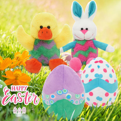 Eggs Filled with Bunny Stuffed Animal, 12" Reversible Rabbit Bunny Plush, Easter Stuffed Bunny Toys for Girls Boys Kids Babies Great Gifts/Decorat...