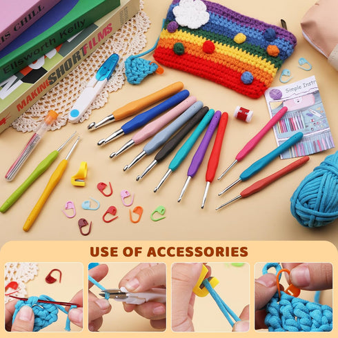 38 Pack Crochet Hooks Set, 13 Pcs 2mm(b)-10mm(n) Ergonomic Soft Grip Crochet Handles, Crochet Needle with Storage Case, for Arthritic Hands, Extra...