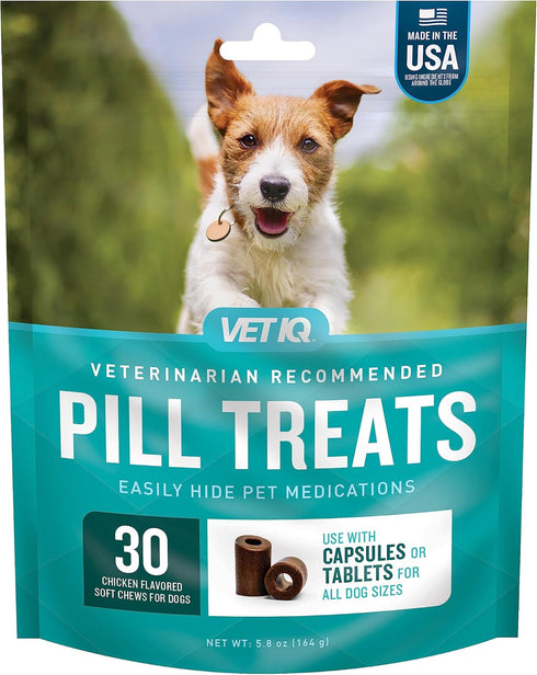 VetIQ Pill Treats Advanced Formula for Dogs, Chicken Flavor Soft Chews, Made in the USA, 30 Count...