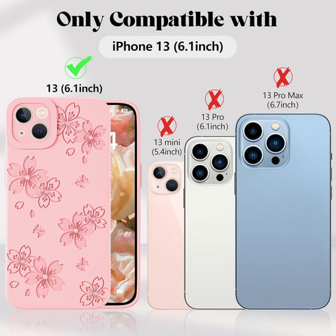 Compatible with iPhone 13 Case - Cute Butterfly Flowers Engraved Phone Case Compatible with iPhone 13 - Soft Silicone Case Compatible with iPhone ...