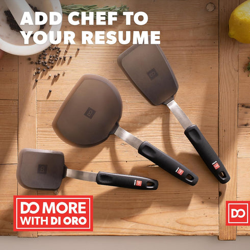 DI ORO Spatulas for Kitchen Use - Forever Warranty - 600°F Heat Resistance Silicone - Turner Spatula Set for Cooking - BPA Free Wide Pancake Spatu...