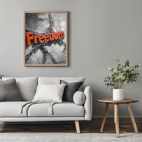 Posterizer-freedom-broken chains-inspiring typography art -3-Abstract & Modern Art Gift for Men Women Teens Decor for Home & Office- unframed wall...