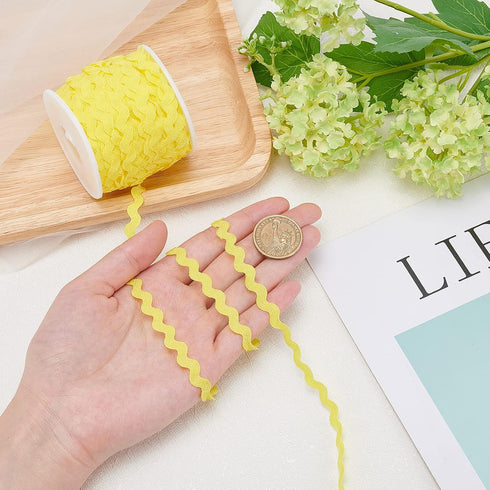 GORGECRAFT 1 Roll 27yd/25m RIC Rac Trim Ribbon Wave Sewing Bending Fringe Trim 5mm/0.2 inch for Sewing Flower Making Wedding Party Lace Ribbon Cra...