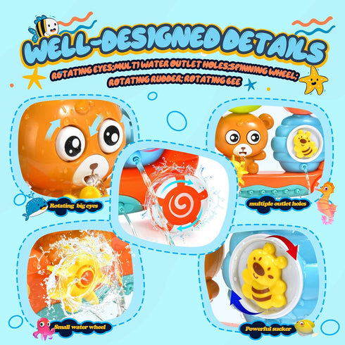 Bath Toys for Toddlers 1-3 Kids Bathtub Toy Bear Water Tub Toys for Shower Bath Time Toys to Boys Girls Baby Kids Infant Preschool Learning Gift...